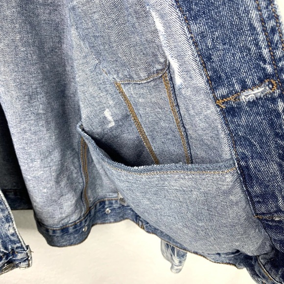 Y2K UNIONBAY Jean Jacket S Acid Wash Denim Trucker Distressed Bomber Grunge 90s - Picture 14 of 15